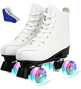 XUDREZ Roller Skates, Double Row Skates Adjustable Leather High-top Roller Skates Perfect Indoor ...