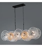 LIGHTDAMY Gold Crystal Chandeliers for Dining Room Light Fixture | 36"" 8-Light Modern Crystal Ch...