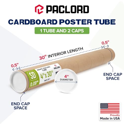 2 Caps | USPS Approved Cardboard Tube for Shipping and Storing Posters
