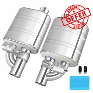 2 Inch Valved Muffler Exhaust Cutout with Muffler Cat Back Exhaust System Kit (2pcs)