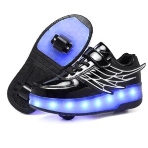 LED Roller Skate Shoes for Kids Boys Girls Light Up Roller Sneakers with Detachable Wheels Rechargeable Flashing Wheeled Shoes