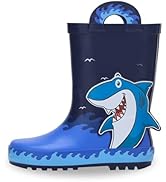 EUXTERPA Toddler Rain Boots For Kids Waterproof Rubber Boots Boys Girls Fun Printed & Patterns Ra...