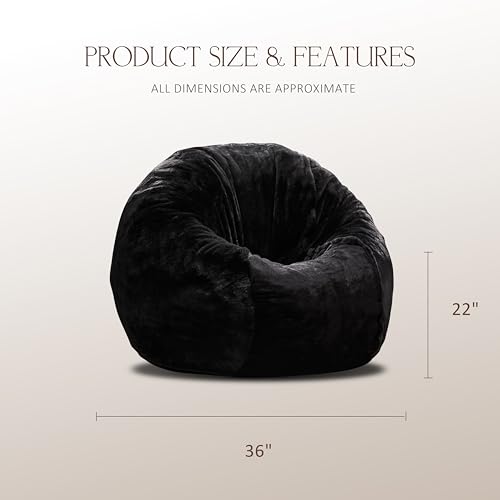 Fluffy Bean Bag Chairs Oversized Beanbag Lounge Chair for Living Room