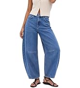 BlueMoment Barrel Jeans for Women High Waist Pants Trendy Baggy Wide Leg Y2k Vintage Denim Pants ...