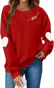 Ykomow Long Sleeve Valentines Shirts Women Plaid Love Heart Valentine's Sweatshirts Blouse Tops