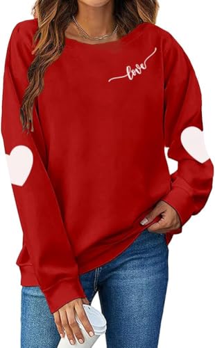 Ykomow Long Sleeve Valentines Shirts Women Plaid Love Heart Valentine's Sweatshirts Blouse Tops