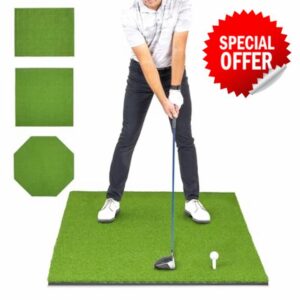 GoSports Pro Golf Hitting Mat for Indoor and Outdoor Practice - Withstands Thousands of Shots - Heavy-Duty Turf Driving Range Mats Works with Golf Simulators - Includes 3 tees -Choose Your Size