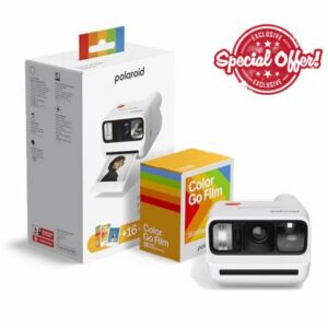 Polaroid Go Generation 3 Bundle - Mini Instant Film Camera + 16 Color Photos - White (6660) - Only Compatible with Go Film