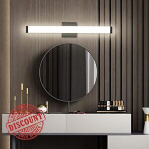 Bathroom Vanity Light Brushed Nickel Square LED 24 inch 14W 4000K Natural White Light Wall Bar Lighting Fixtures Over Mirror (Matte Black
