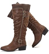 Luoika Women's Extra Wide Calf Knee High Slouchy Boots, Wide Width Tall Boots with Flat Heel Side...