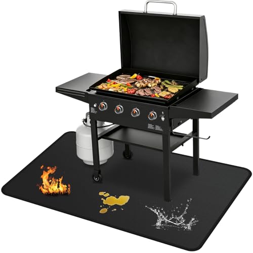 Double-Sided Fireproof Oil-Proof Waterproof Griddle Floor Mat for Outdoor Grilling