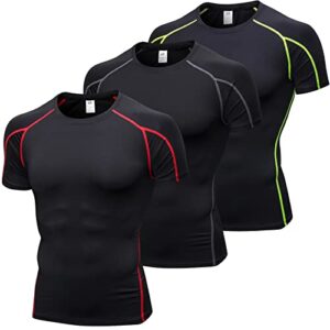 SPVISE Men's Compression Shirts Short Sleeve Workout Gym T-Shirt Running Tops Cool Dry Sports Base Layer Athletic Undershirts