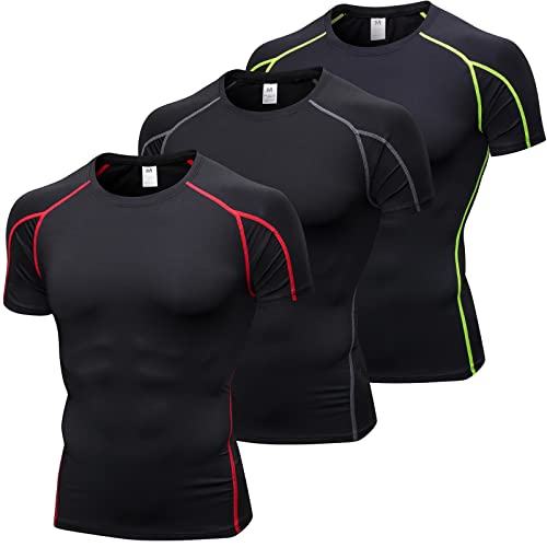 SPVISE Men's Compression Shirts Short Sleeve Workout Gym T-Shirt Running Tops Cool Dry Sports Base Layer Athletic Undershirts