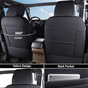 Leather Front Seat Covers for Truck Automotive Wrangler Seat Covers Custom Fit for 2007-2017 Jeep Wrangler 2-Door/4-Door（Black）