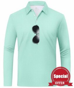 ZITY Long Sleeve Polo Shirts for Men Print Golf Shirts UPF 50+ Lightweight Casual Collared Shirts for Men Work Fish Outdoo