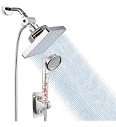 Nuodan Dual Shower Head for Couples, 7.5" Large Handheld Shower with 6" Rain Showerhead Double Se...