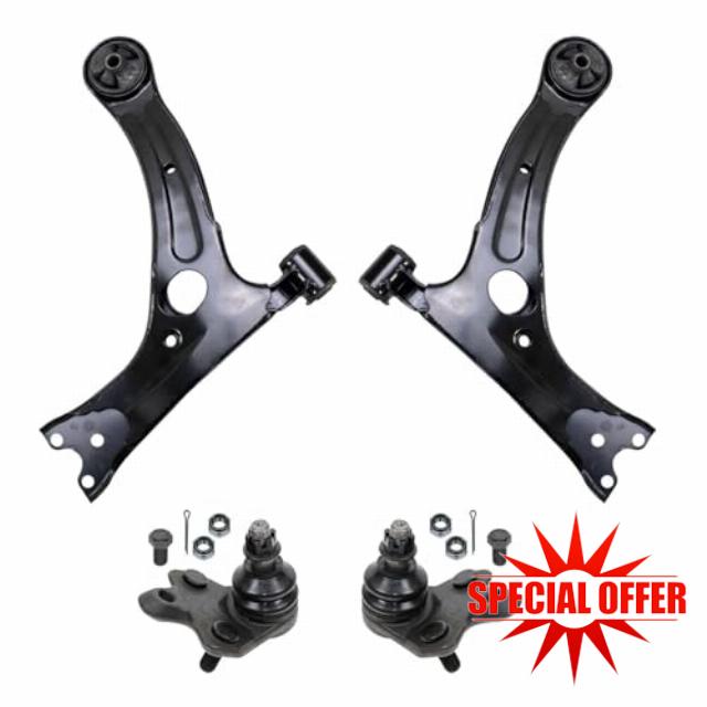 TRQ Front Lower Driver and Passenger Side Control Arm and Ball Joint Set 4 Piece Compatible with 2005-2010 Scion tC