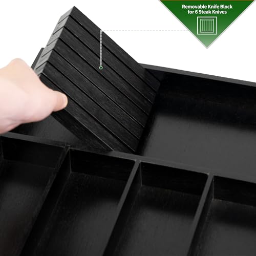 Wooden Cutlery Tray with Divider for Kitchen Drawer
