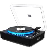 LP&No.1 Vinyl Record Player with Built-in Speakers, Vinyl Turntable with Magnetic Cartridge, Wire...