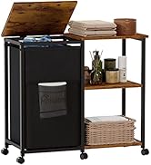 Furnulem 4 Tiers Laundry Hamper with Shelf and Hooks, Tall Laundry Basket Sorter with 2 Removable...