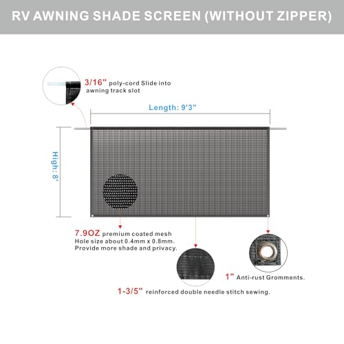 Black Mesh RV Awning Sun Shade Screen