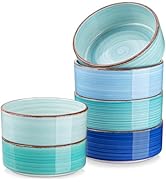 vancasso Bonita 27 Oz Cereal Bowls Set of 6, Blue Ceramic Bowls for Kitchen, 6 Inch Soup Bowls, D...