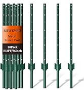 10 Pack Garden Fence Post, 3 Feet Heavy Duty Metal U-Post for Wire Fence, No Dig Garden Fence Sta...