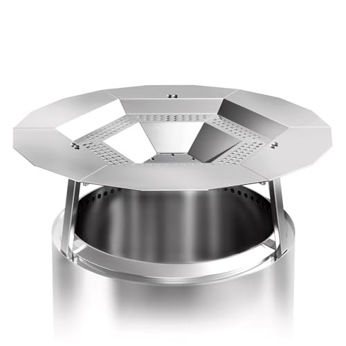 304 Stainless Steel Portable Heat Diffuser with Handle&Leg Accessory for Bonfire Fire Pit Captures/Redirects Warmth for Solo Stove Accessories