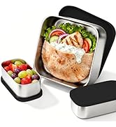 EC-Gaze 2 Pack 316 Stainless Steel Bento Box, 2-Compartment Microwave-Safe Metal Lunch Box, Large...