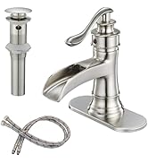 BWE Waterfall Bathroom Faucet Oil Rubbed Bronze Single-Handle One Hole Sink Faucet Farmhouse Bath...