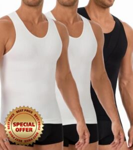 3 Pack Compression Shirt Men's Tummy Control Body Shaper Tank Top | Conceals Man Boobs