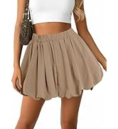 Avanova Women Pleated Mini Skirt Skorts Chiffon High Waisted A line Short Skirts