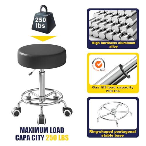 Rolling Stools with Wheels and Footrest