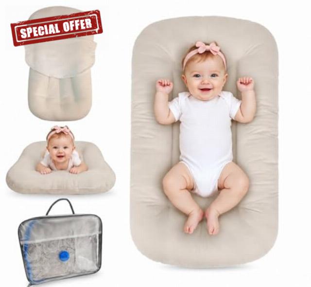 Baby Lounger 0-24 Months Newborn Infant Cotton Floor Seats Support Cushion (Apricot) | baby shower gifts