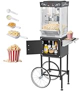 VEVOR Popcorn Machine with Cart, 8oz Stainless Steel Kettle, 800W Commercial Popcorn Maker, 48 Cu...