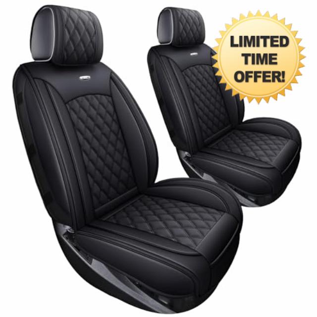 Aierxuan Chevy Silverado GMC Sierra 2 Front Seat Covers Pickup Custom Fit 2007-2026 1500 2500HD 3500HD Crew Double Extended Cab Waterproof Leather Seat Protectors(2 PCS Front