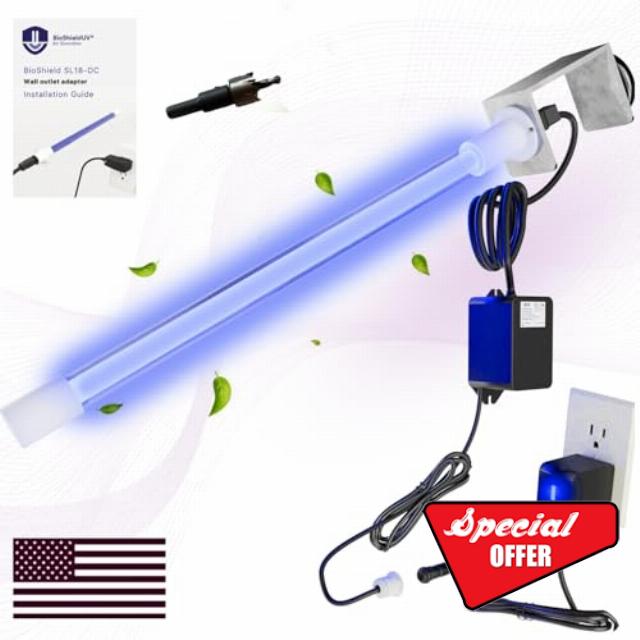 BioShieldUV® 18W HVAC UV Light Air Purifier Light Bulb - No Drill Magnetic HVAC Air Treatment System Powered by 120V Wall Outlet