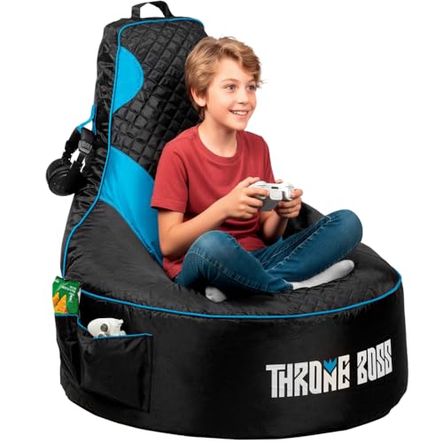 Blue – Gamer Chair for Kids with 2 x Large Side Pockets