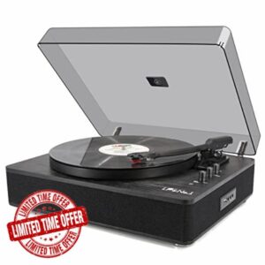 Record Player Vinyl Turntables with Built-in Speakers and USB Play&Recording Belt-Driven Vintage Phonograph Record Player 3 Speed for Entertainment and Home Decoration(Black Wood)