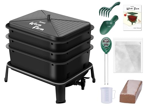 32QT Worm Farm with Compost Worms Starter Kit for Indoor & Outdoor Vermicomposting