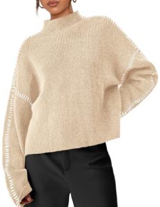 PRETTYGARDEN Women's Chunky Knit Sweaters 2026 Fall Long Sleeve Mock Neck Oversized Pullover Tops Winter Fashion Clothes