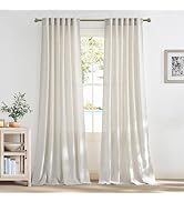 NICETOWN Ivory Sheer Linen Curtains 84 Inch Length for Bedroom Living Room 2 Panels, Ivory Rod Po...