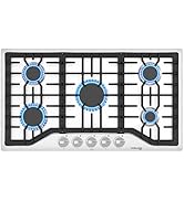 GASLAND 36 inch Gas Cooktop, 5 Italy SABAF Burners Gas Stovetop, Cord Plug, 41,300 BTU NG/LPG Con...