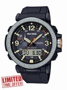 Casio PRG600 Series | Pro Trek | 100M WR | 1/100 SEC Stop Watch | Compass/Alt/Baro-Thermo | Tough Solar Power/Atomic Timekeeping | 1-100 SEC Stopwatch | Countdown Timer | World Time