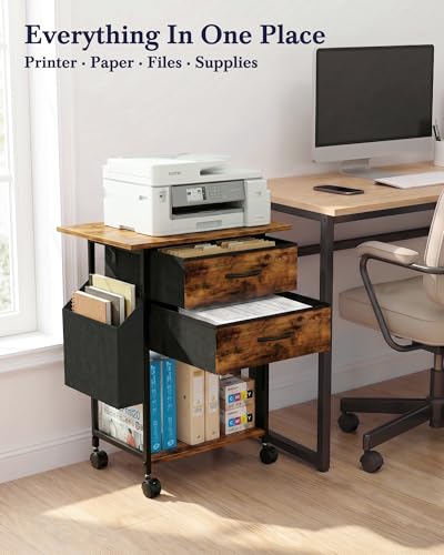 22'' Printer Cabinet with 2 Fabric Drawers