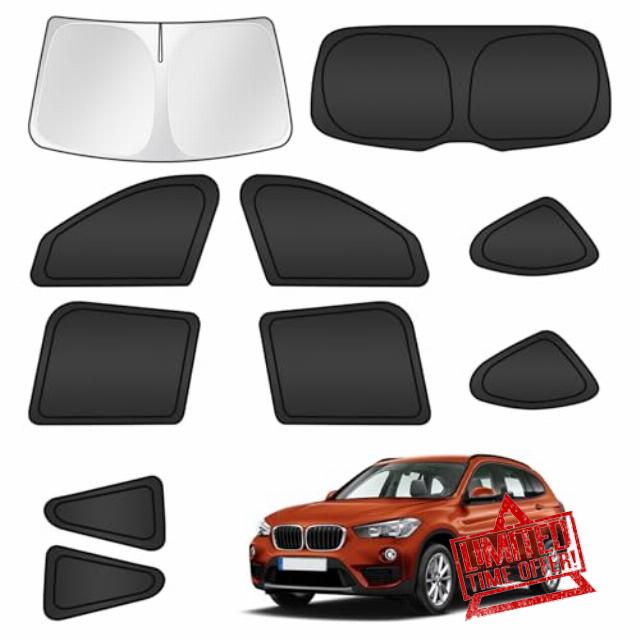 T TGBROS Windshield Sun Shade for BMW X1 F48 2016 2017 2018 2019 2020 2021 2022 Car Window Shades Thicken UV Block and Blackout Privacy Foldable Sunshades 10PCS Accessories Keep Cool Sun Visor Covers