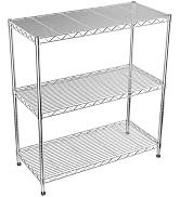 VANZBON 3-Tier Wire Shelf Rack,24" Dx14 Wx 30" H,Wire Metal Shelving with Lockable Wheels,Height ...