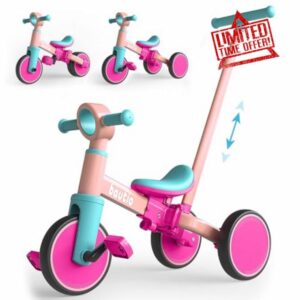 Bautia Kids Tricycle with Push Handle for Toddlers 1-4 Years Old Boys Girls Gift