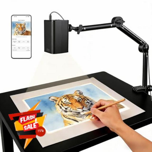 Art Projector for Tracing and Drawing - 5G WiFi & App-Free Web Control - Digital Sketch Projector with Stable Stand for Artists