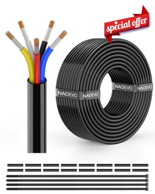 NAOEVO 14 Gauge Wire 5 Conductor Electrical Wire